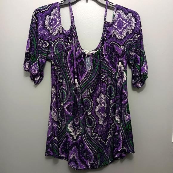 Lapogee women's plus size top blouse size 3X purple and green - Picture 1 of 6